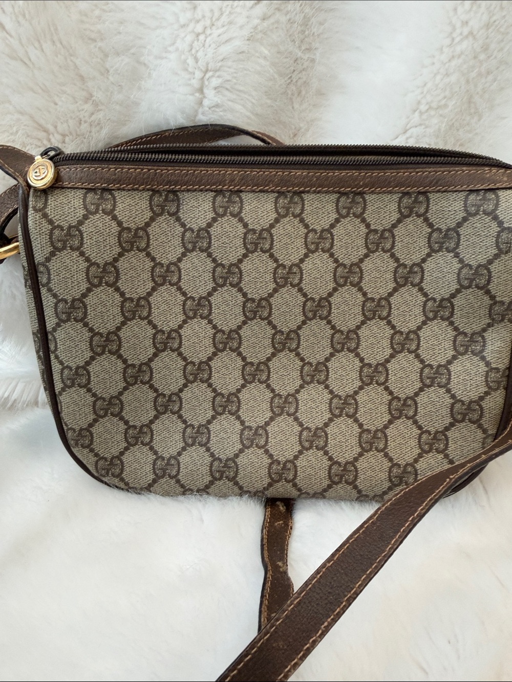 Gucci Brown GG Canvas Crossbody with Green-Red Web Detail Authentic!! Vintage - Picture 6 of 16